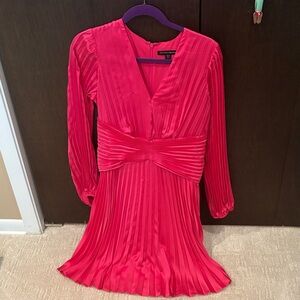 Boston Proper Vibrant Pink Pleated Dress